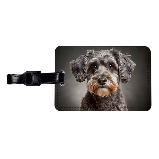 Schnoodle Dog Photo Travel Faux Leather Luggage Tag