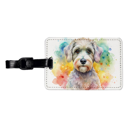 Schnoodle Dog Watercolor Style Travel Faux Leather Luggage Tag