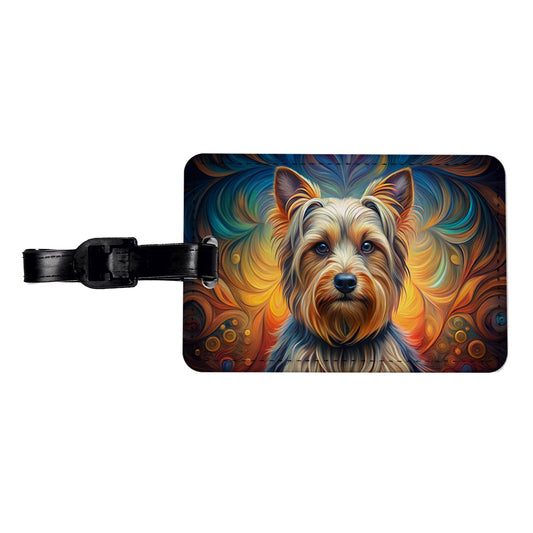 Silky Terrier Dog Art Nouveau Travel Faux Leather Luggage Tag
