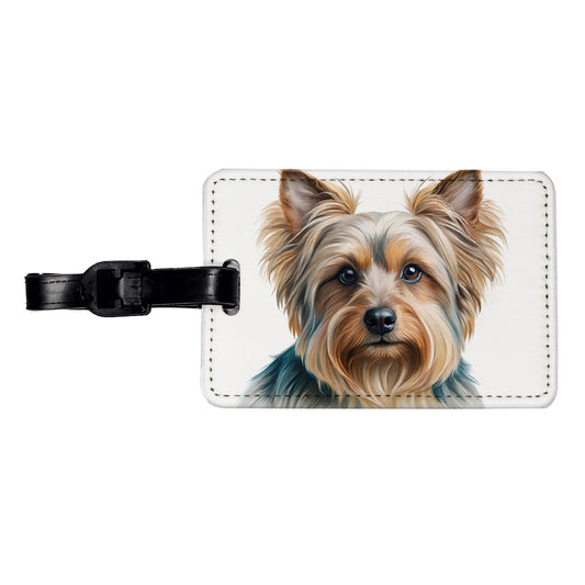 Silky Terrier Dog Illustration Travel Faux Leather Luggage Tag