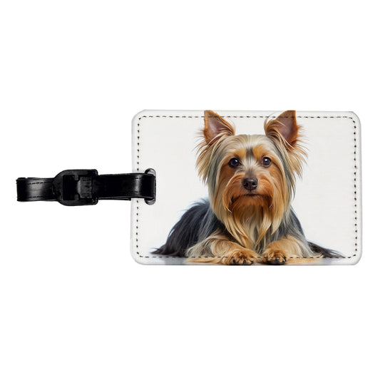 Silky Terrier Dog Photo Travel Faux Leather Luggage Tag