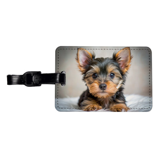 Silky Terrier Dog Puppy Photo Travel Faux Leather Luggage Tag