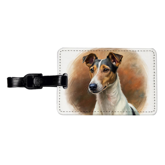 Smooth Fox Terrier Dog Illustration Travel Faux Leather Luggage Tag
