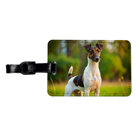 Smooth Fox Terrier Dog Photo Travel Faux Leather Luggage Tag