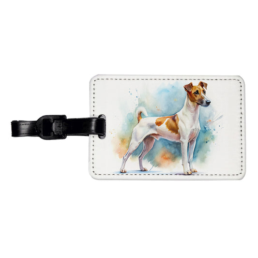 Smooth Fox Terrier Dog Watercolor Style Travel Faux Leather Luggage Tag