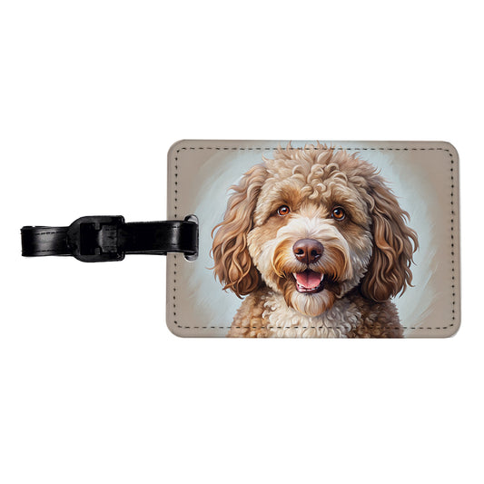 Spanish Water Dog Illustration Travel Faux Leather Luggage Tag