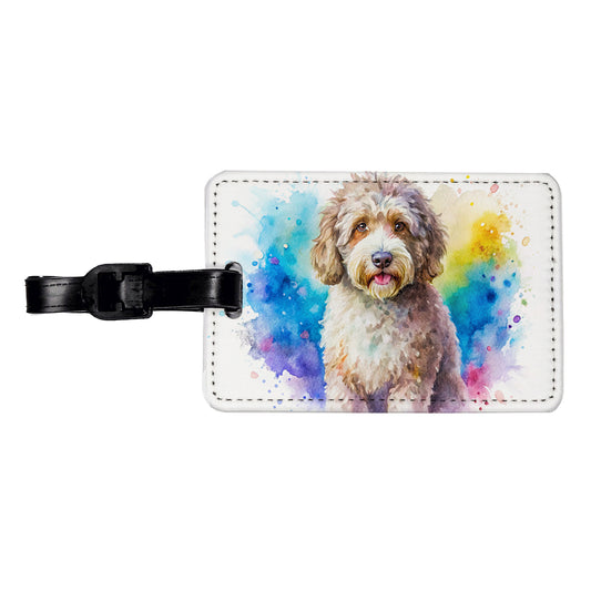 Spanish Water Dog Watercolor Style Travel Faux Leather Luggage Tag