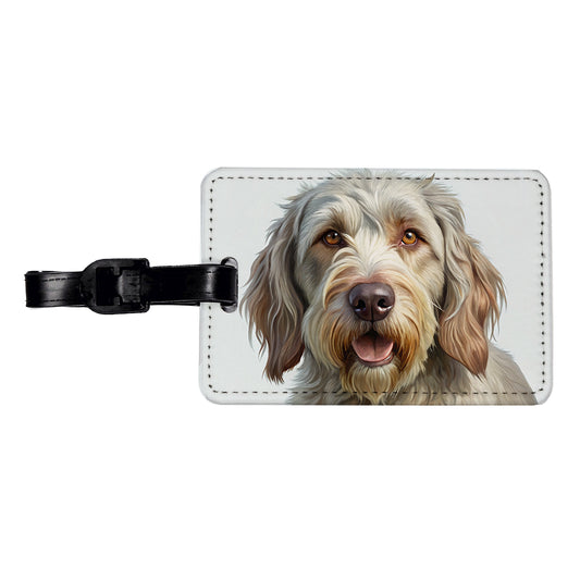 Spinone Italiano Dog Illustration Travel Faux Leather Luggage Tag