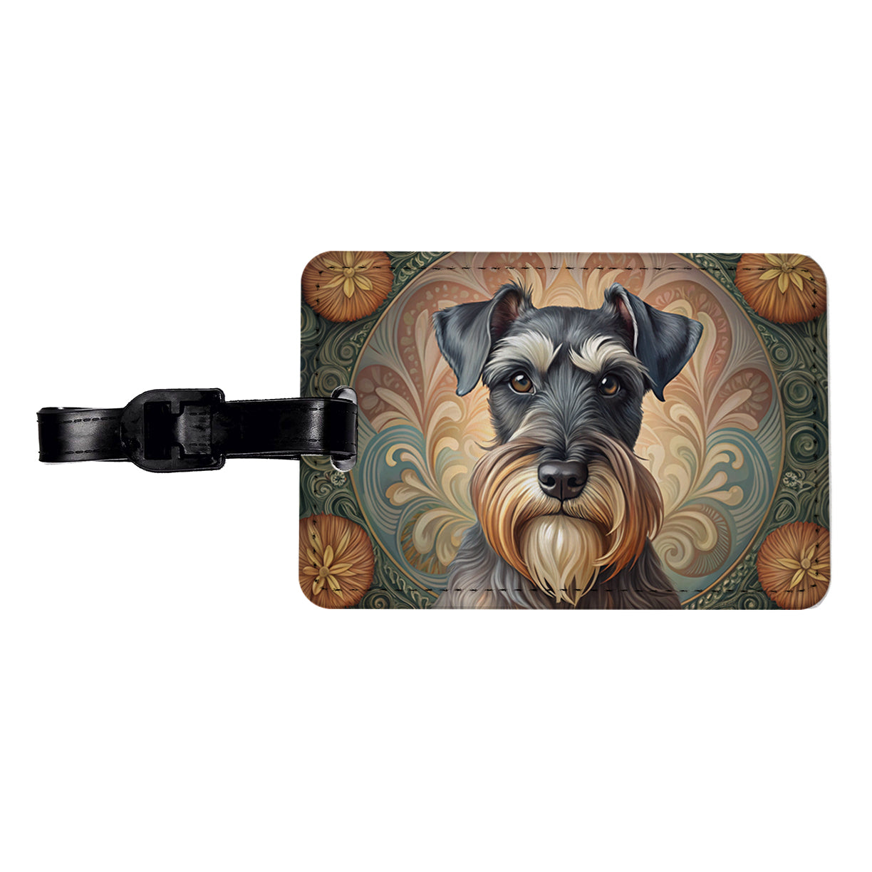 Standard Schnauzer Dog Art Nouveau Travel Faux Leather Luggage Tag