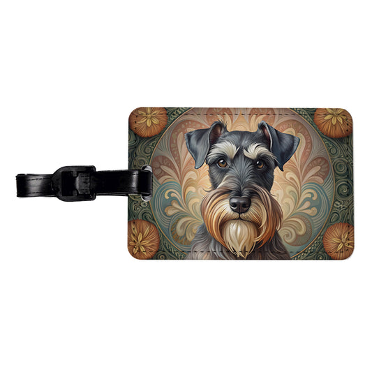 Standard Schnauzer Dog Art Nouveau Travel Faux Leather Luggage Tag