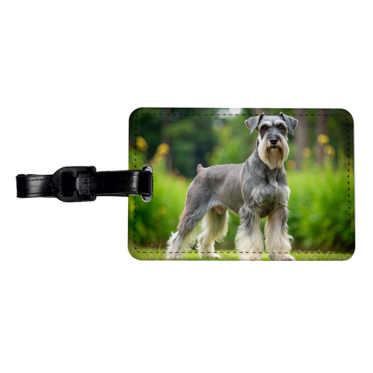 Standard Schnauzer Dog Photo Travel Faux Leather Luggage Tag