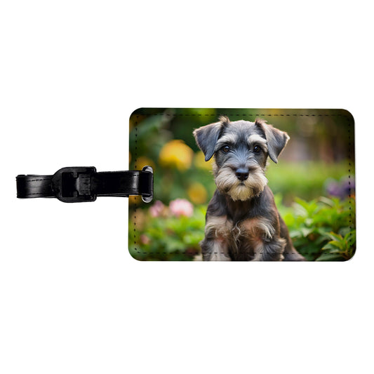 Standard Schnauzer Dog Puppy Photo Travel Faux Leather Luggage Tag