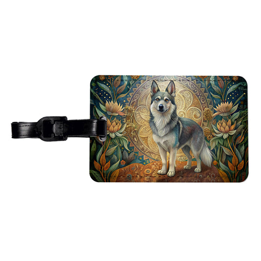 Swedish Vallhund Dog Art Nouveau Travel Faux Leather Luggage Tag