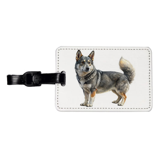 Swedish Vallhund Dog Illustration Travel Faux Leather Luggage Tag