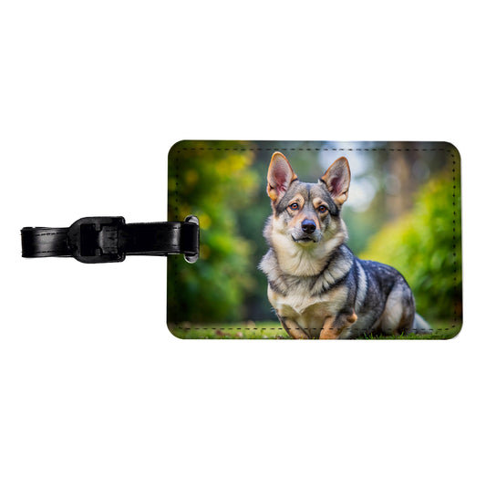 Swedish Vallhund Dog Photo Travel Faux Leather Luggage Tag