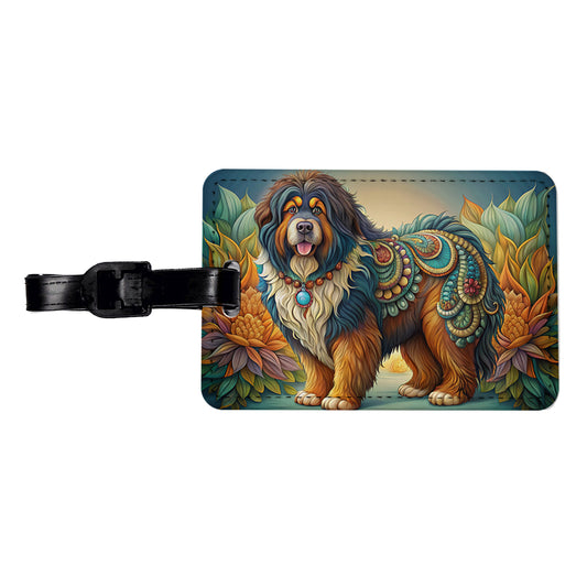 Tibetan Mastiff Dog Art Nouveau Travel Faux Leather Luggage Tag