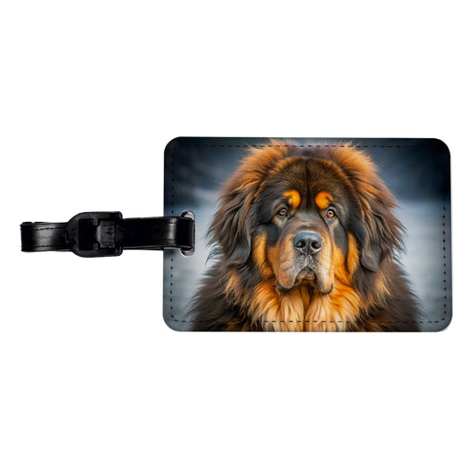 Tibetan Mastiff Dog Photo Travel Faux Leather Luggage Tag
