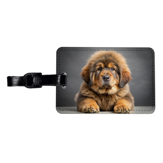 Tibetan Mastiff Dog Puppy Photo Travel Faux Leather Luggage Tag