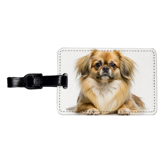 Tibetan Spaniel Dog Photo Travel Faux Leather Luggage Tag