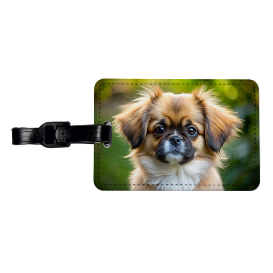Tibetan Spaniel Dog Puppy Photo Travel Faux Leather Luggage Tag