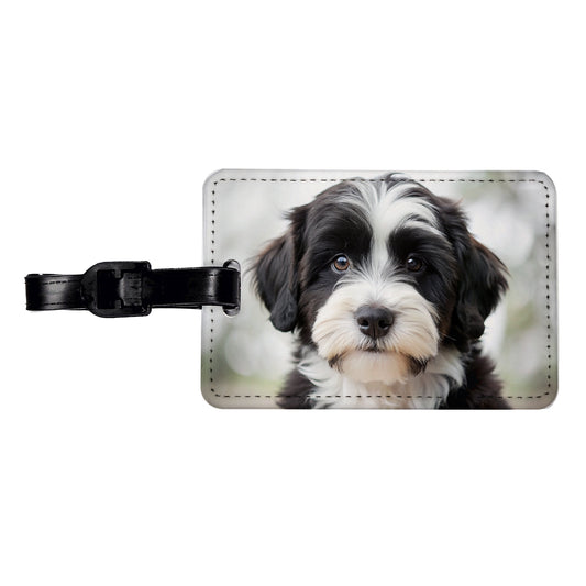 Tibetan Terrier Dog Puppy Photo Travel Faux Leather Luggage Tag