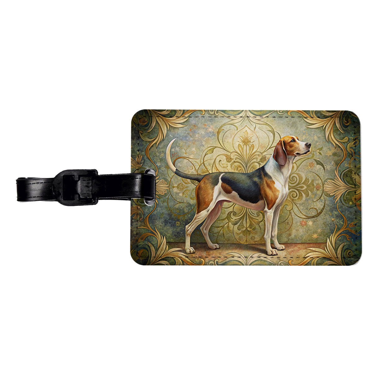 Treeing Walker Coonhound Dog Art Nouveau Travel Faux Leather Luggage Tag