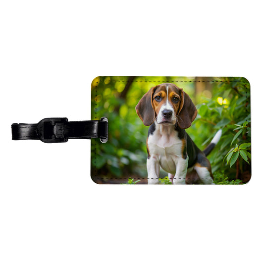 Treeing Walker Coonhound Dog Puppy Photo Travel Faux Leather Luggage Tag