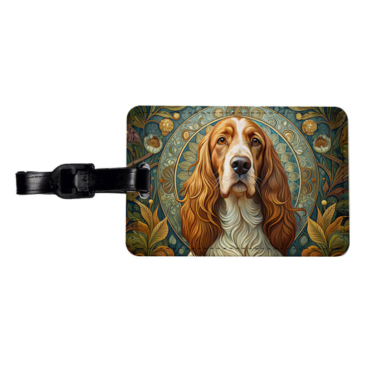 Welsh Springer Spaniel Dog Art Nouveau Travel Faux Leather Luggage Tag