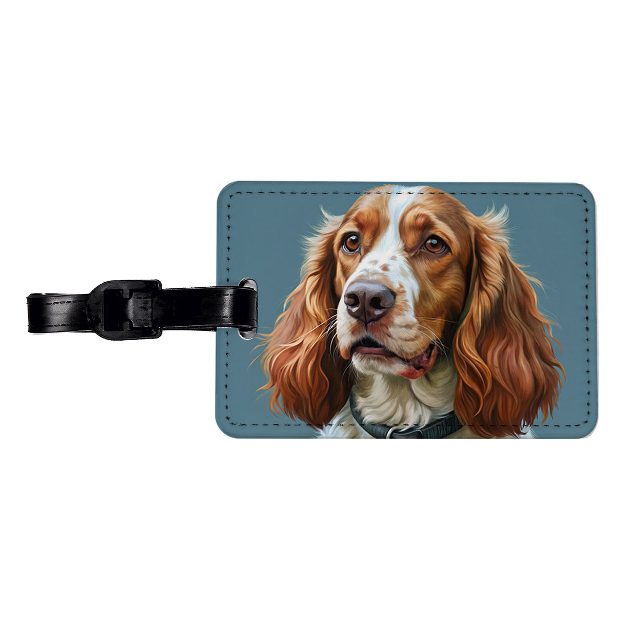 Welsh Springer Spaniel Dog Illustration Travel Faux Leather Luggage Tag