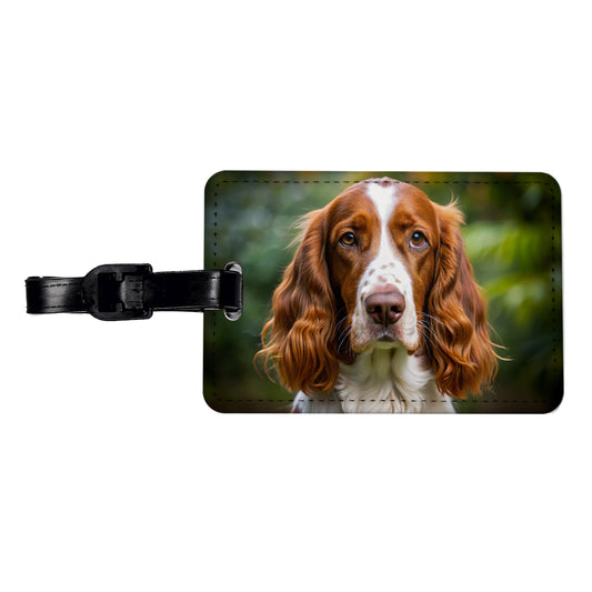 Welsh Springer Spaniel Dog Photo Travel Faux Leather Luggage Tag