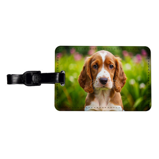 Welsh Springer Spaniel Dog Puppy Photo Travel Faux Leather Luggage Tag