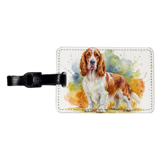Welsh Springer Spaniel Dog Watercolor Style Travel Faux Leather Luggage Tag