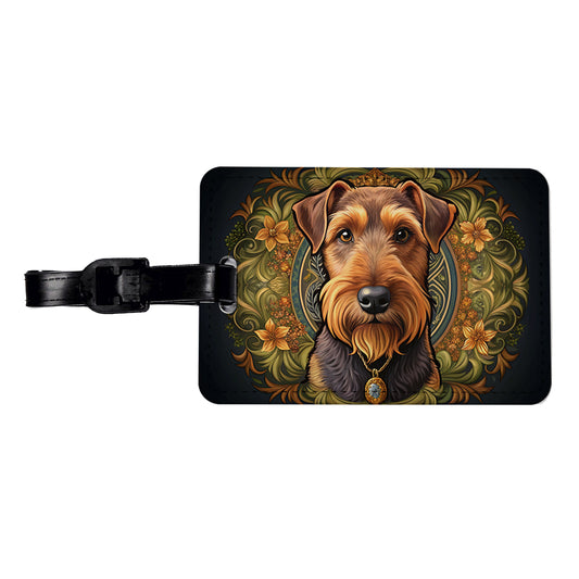 Welsh Terrier Dog Art Nouveau Travel Faux Leather Luggage Tag
