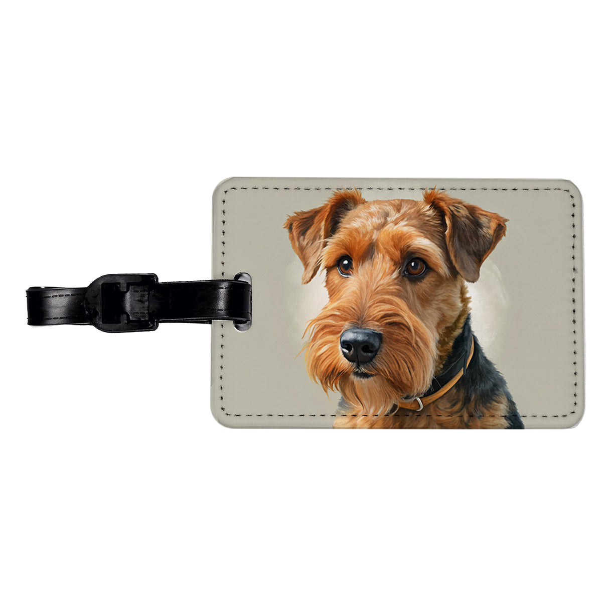 Welsh Terrier Dog Illustration Travel Faux Leather Luggage Tag