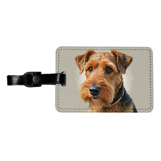 Welsh Terrier Dog Illustration Travel Faux Leather Luggage Tag