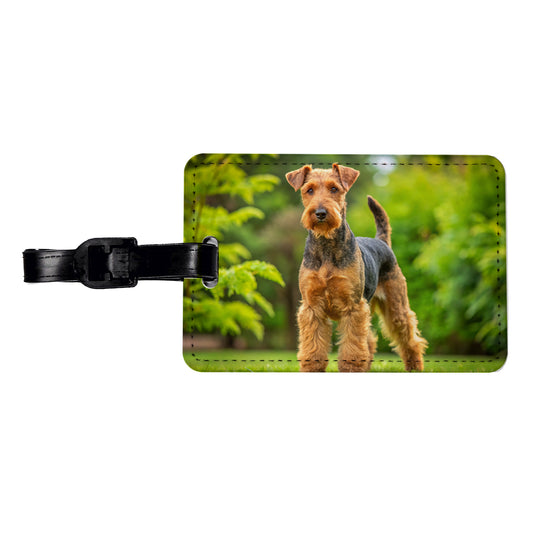 Welsh Terrier Dog Photo Travel Faux Leather Luggage Tag