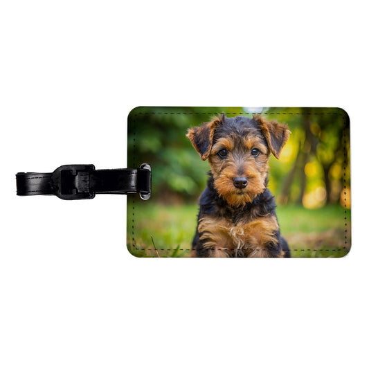 Welsh Terrier Dog Puppy Photo Travel Faux Leather Luggage Tag