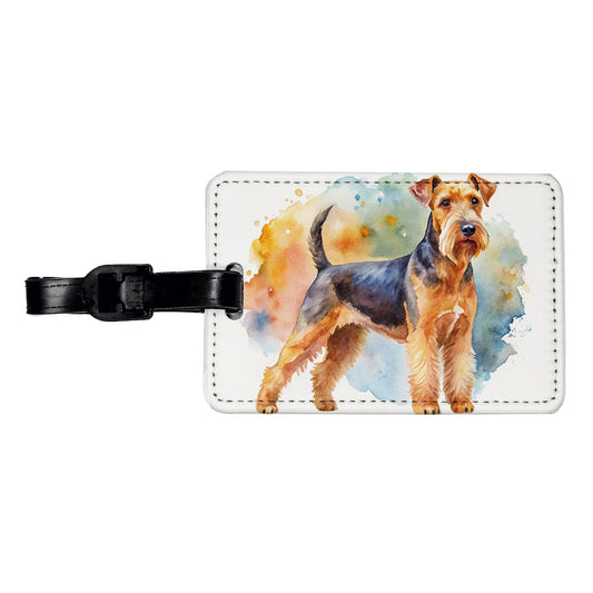 Welsh Terrier Dog Watercolor Style Travel Faux Leather Luggage Tag