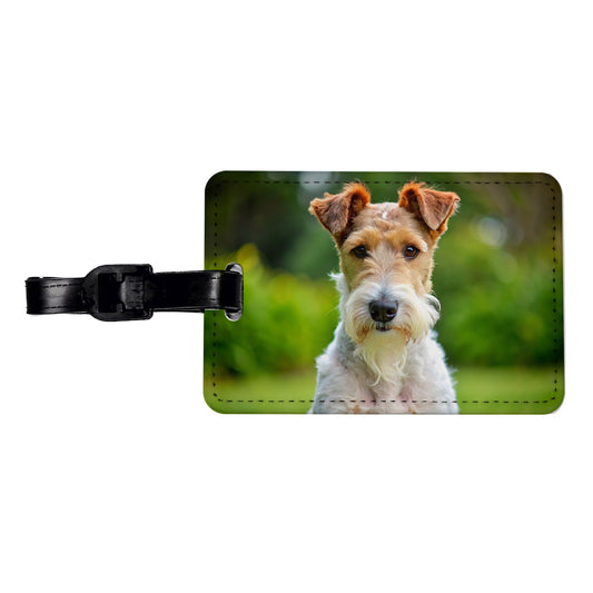 Wire Fox Terrier Dog Photo Travel Faux Leather Luggage Tag