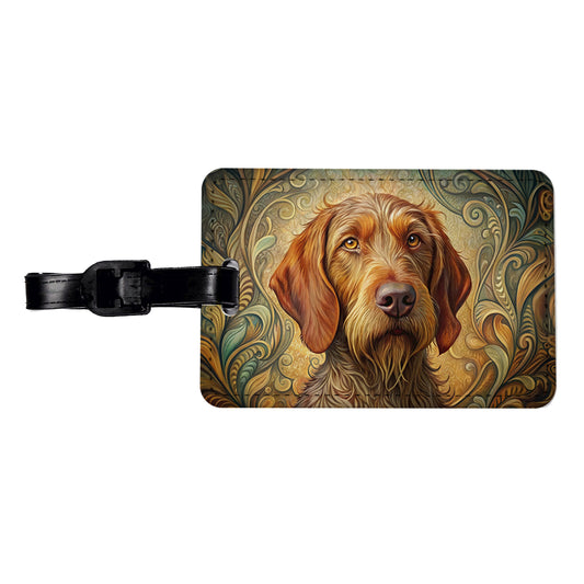Wirehaired Vizsla Dog Art Nouveau Travel Faux Leather Luggage Tag