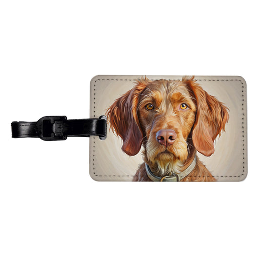 Wirehaired Vizsla Dog Illustration Travel Faux Leather Luggage Tag