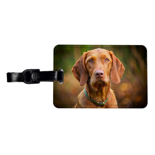 Wirehaired Vizsla Dog Photo Travel Faux Leather Luggage Tag