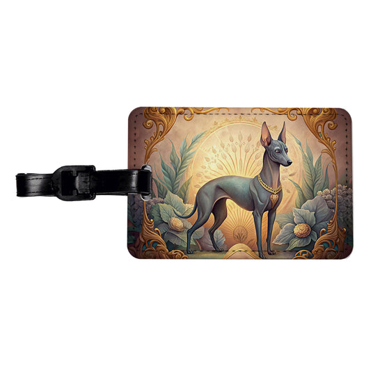Xoloitzcuintli Xolo Mexican Hairless Dog Art Nouveau Travel Faux Leather Luggage Tag