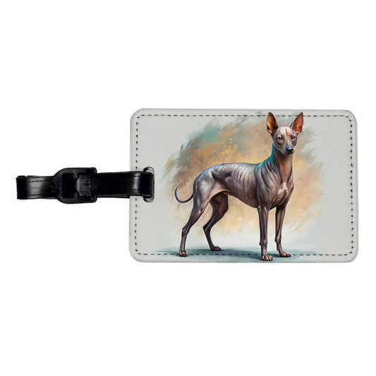 Xoloitzcuintli Xolo Mexican Hairless Dog Illustration Travel Faux Leather Luggage Tag