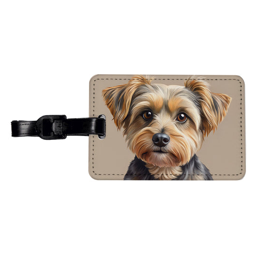 Yorkipoo Dog Illustration Travel Faux Leather Luggage Tag