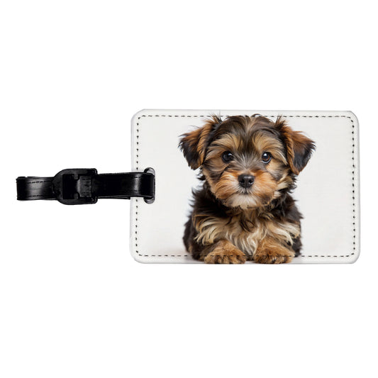 Yorkipoo Dog Puppy Photo Travel Faux Leather Luggage Tag