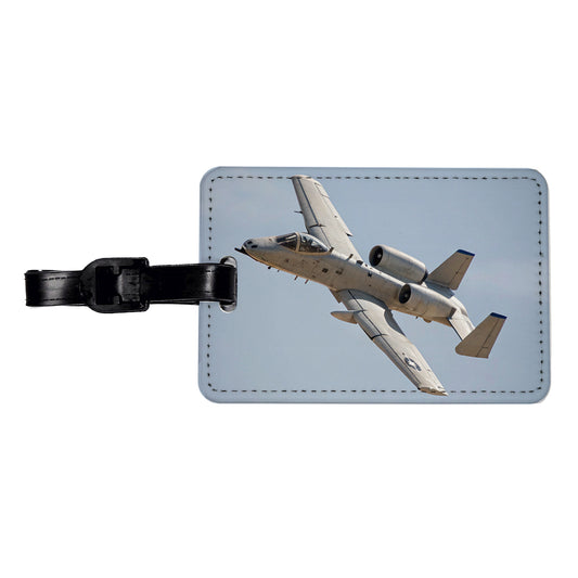 A-10 Thunderbolt II Warthog US Air Force Plane In Flight Travel Faux Leather Luggage Tag