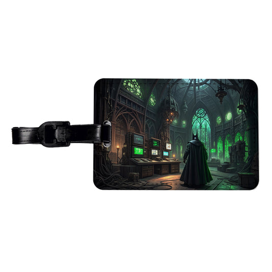 Evil Supervillain Lair Travel Faux Leather Luggage Tag