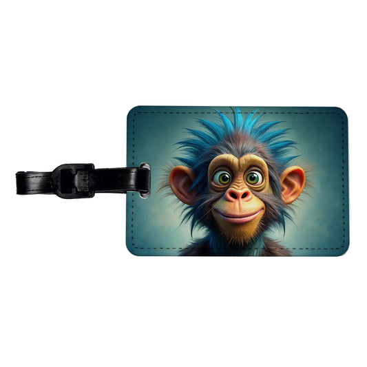 Funny Funky Crazy Monkey Travel Faux Leather Luggage Tag