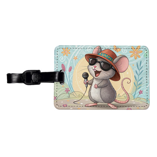 Funny Singing Cool Mouse Travel Faux Leather Luggage Tag